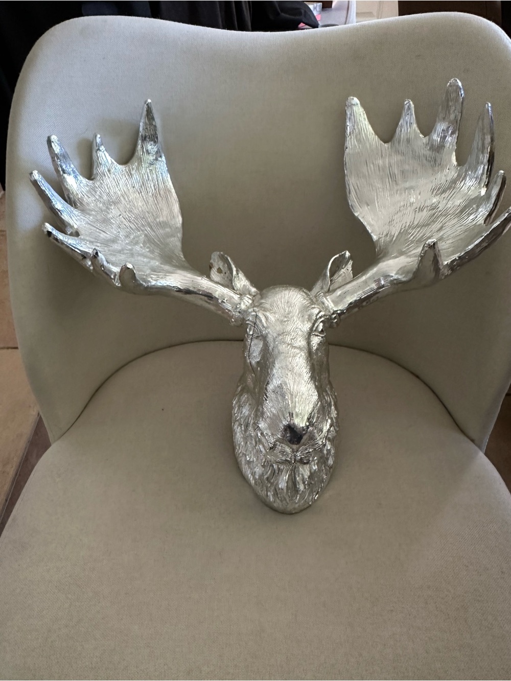 Z Gallerie Silver Moose Head Wall Decor - Metallic Holiday Accent-